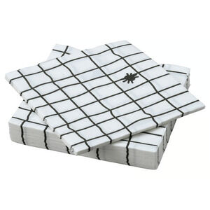 IKEA KUSTFYR Paper Napkin, White/Black, 13"x13", 30 Pack (305.995.92) NEW